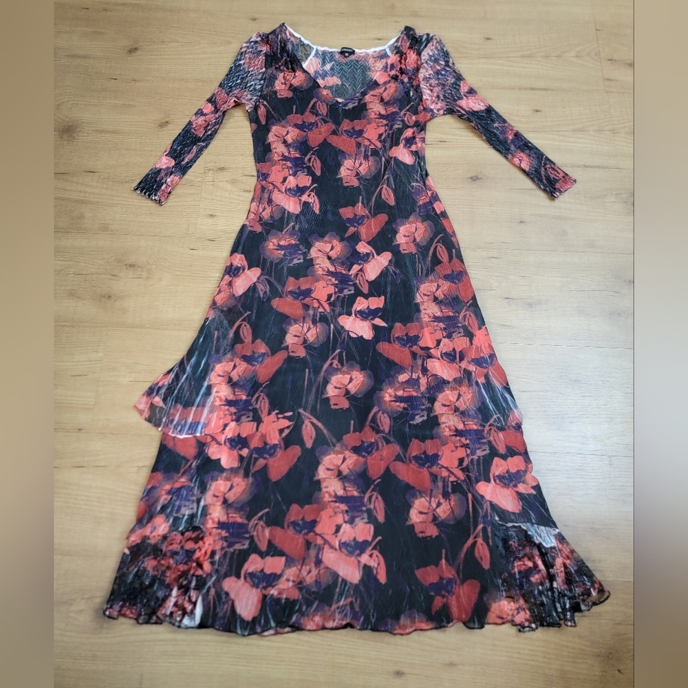 Komarov Ruffle Tiered Chiffon Maxi Dress